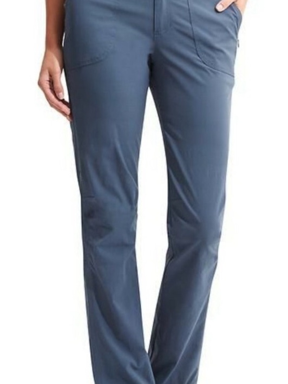 Athleta Women's 6 Trekkie Hiking Pants Zip Pockets blue Elastic pockets